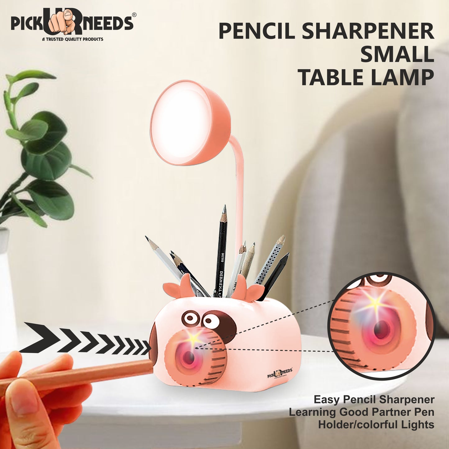 Pick UrNeeds Mini Study Table LED Desk Lamp Pen Holder Pencil Sharpening USB Charging