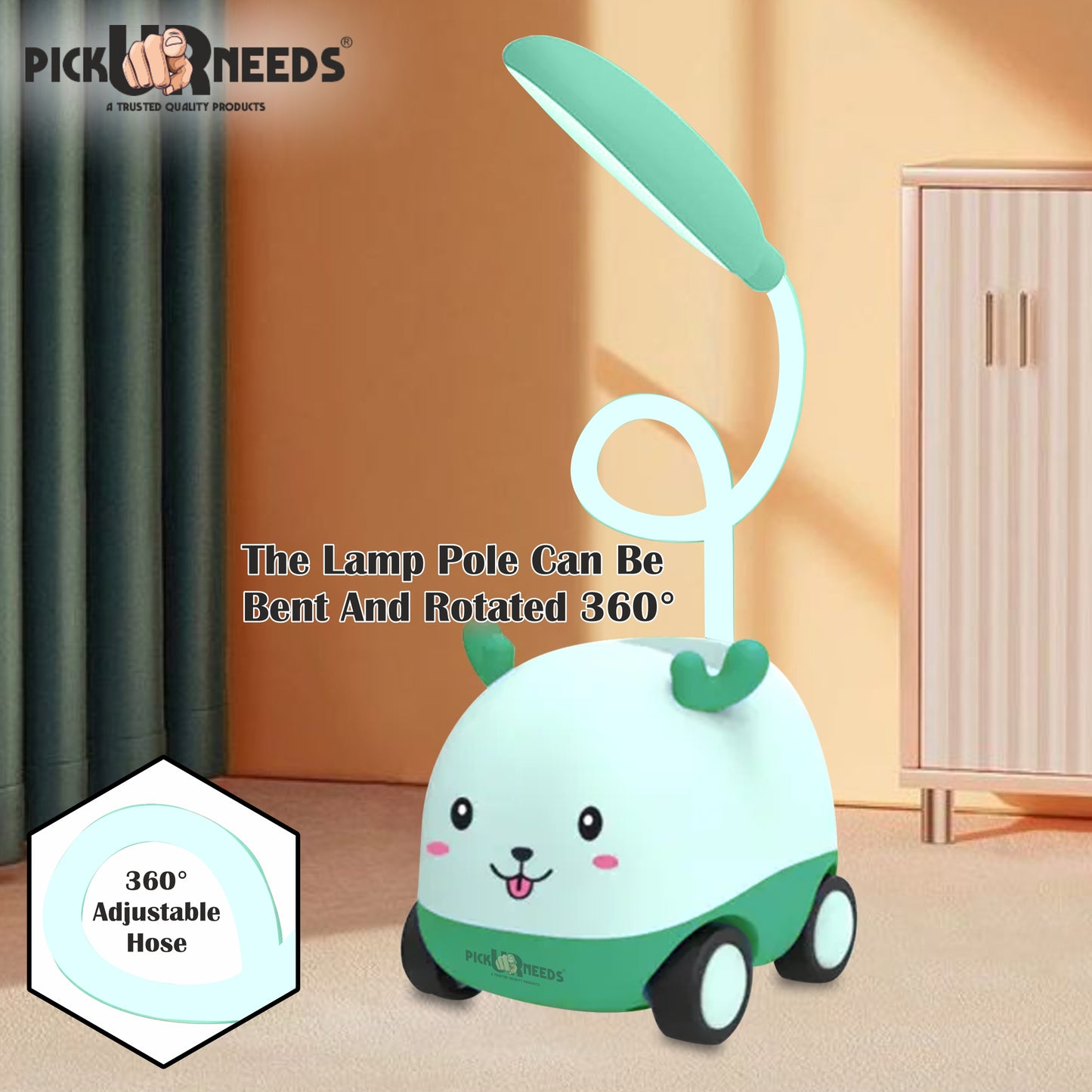 Pick Ur Needs Rechargeable LED Study Desk Light with Sharpener Car Design Wheels