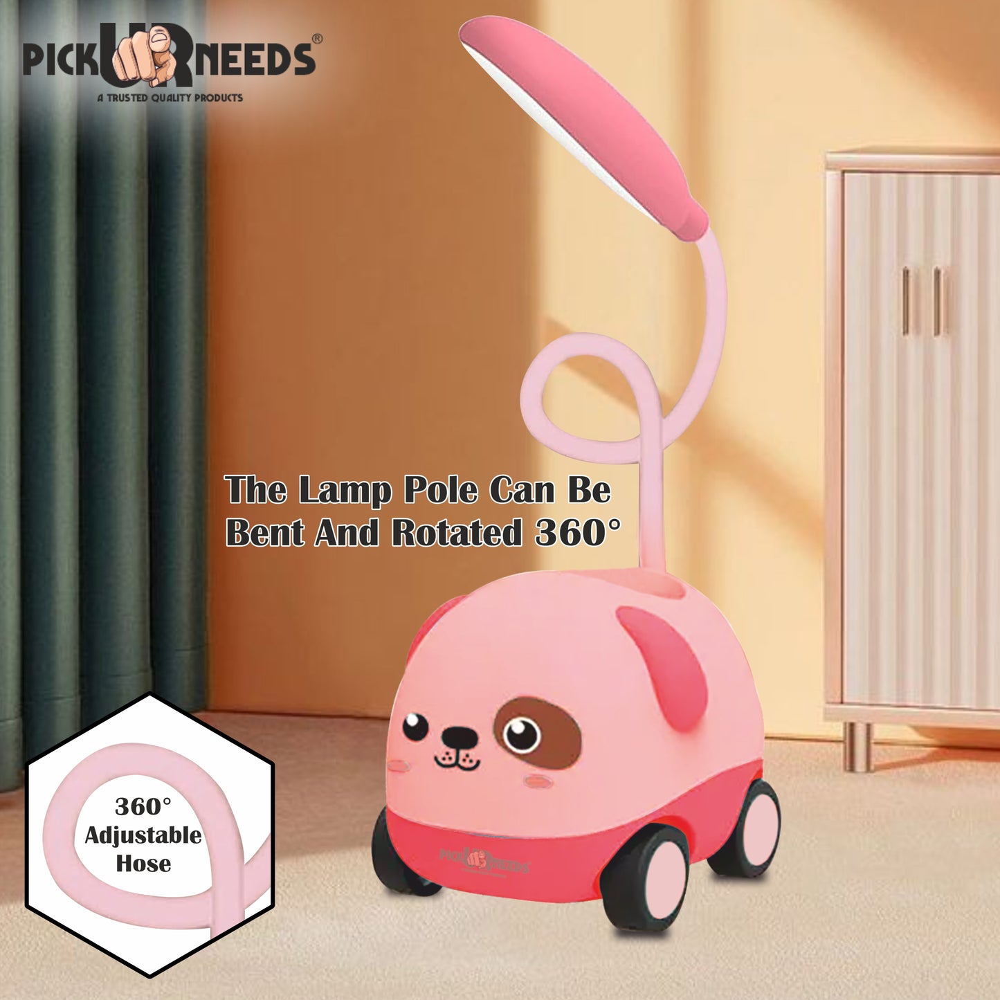 Pick Ur Needs Rechargeable LED Study Desk Light with Sharpener Car Design Wheels