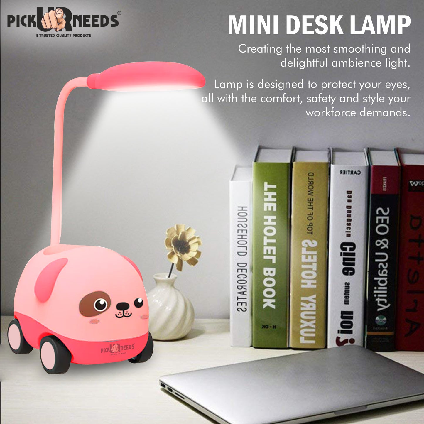 Pick Ur Needs Rechargeable LED Study Desk Light with Sharpener Car Design Wheels