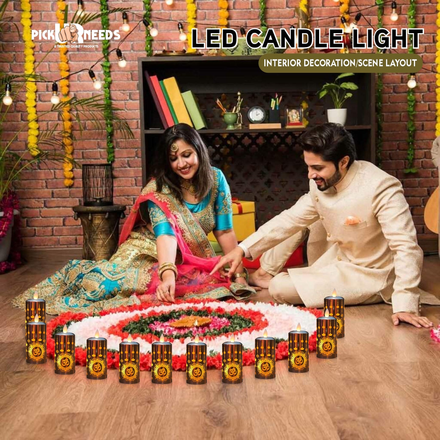 Pick Ur Needs Flameless Diya Flickering LED Tea Light Candle –Realistic Moving Flame | Battery Candle (Gold, Pack of 2)
