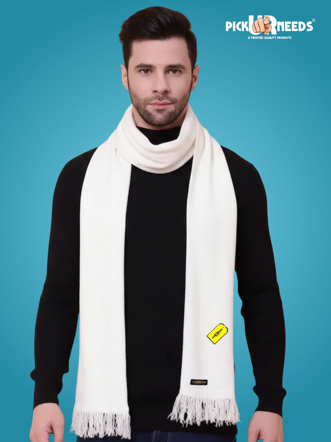 Pick Ur Needs Premium Soft Knitted Winter Muffler for Men Elegant Wool Blend Scarf with Tassel Fringe Stylish Warm Winter Wear for Casual & Formal Outfits