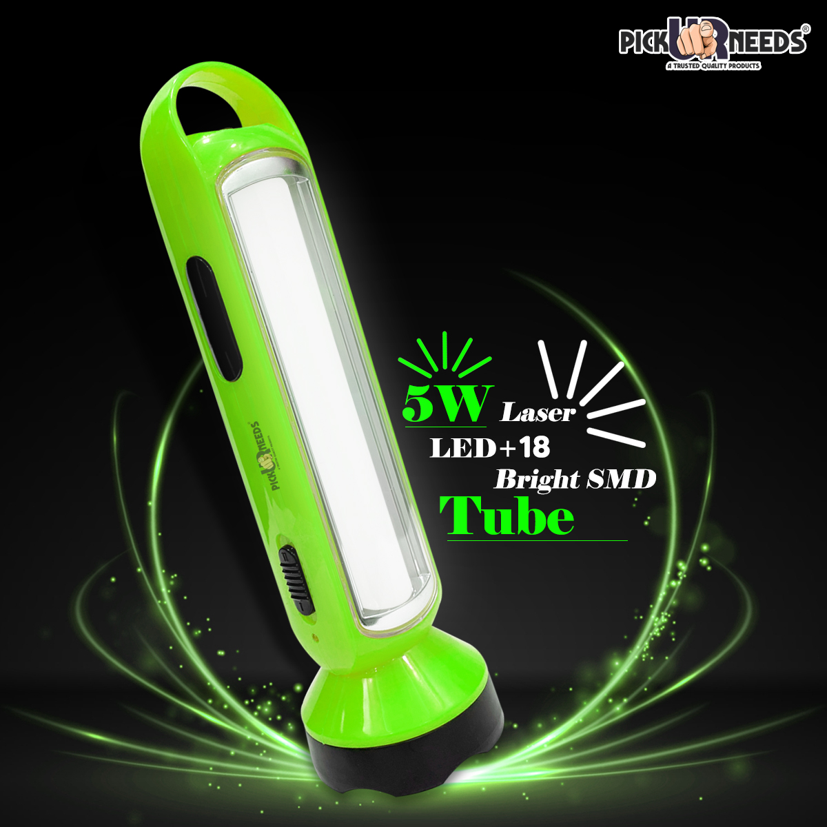 Pick Ur Needs Long Range LED Rechargeable Torch Lantern 5W +18 Bright SMD Tube 1600mAH Perfect Flashlight 20 hrs Torch Emergency Light (Orange)