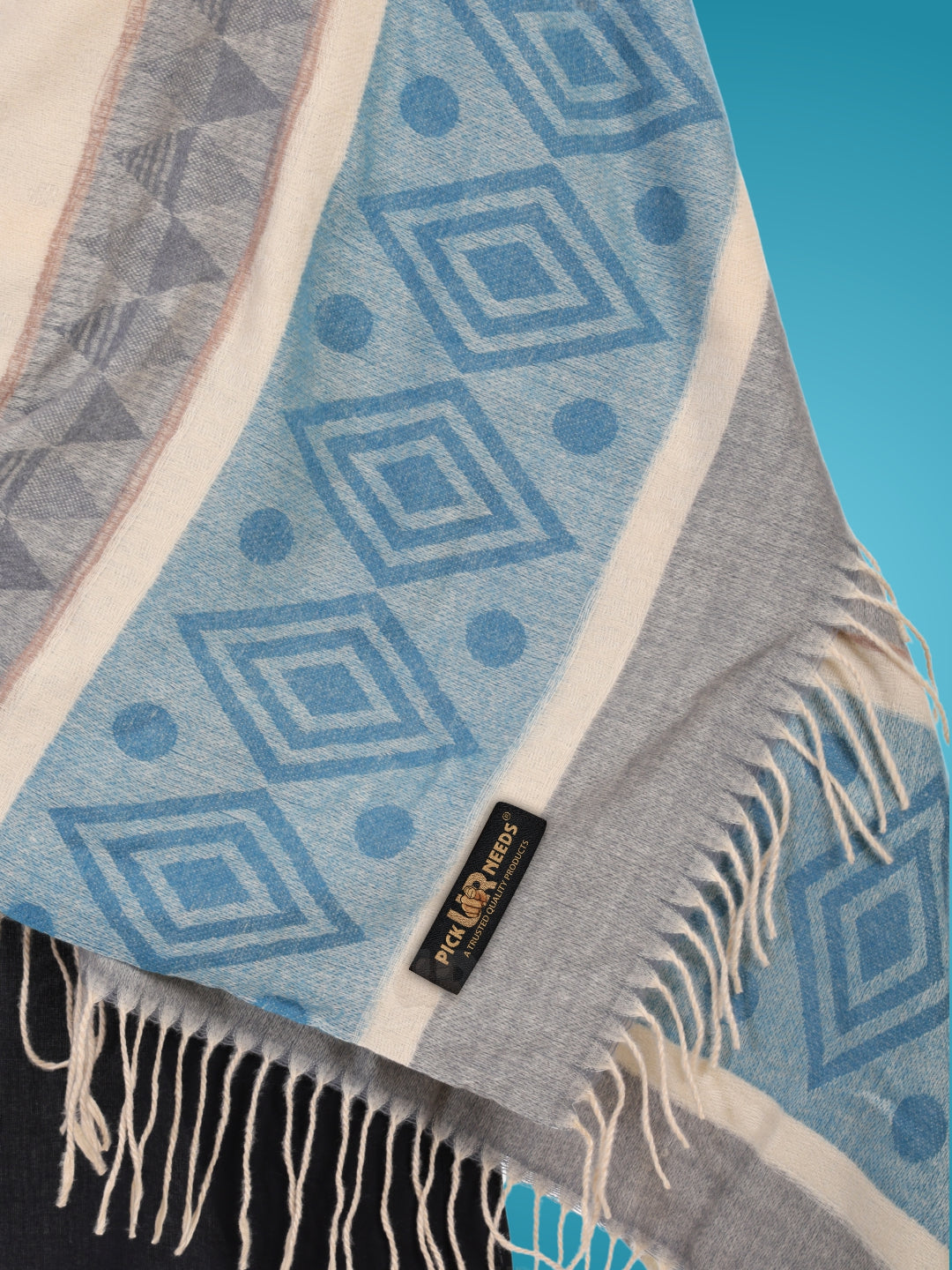 Pick Ur Needs Premium Winter Woolen Shawl for Women  Soft & Warm Ethnic Design Stole with Tassels  Stylish Warm Wrap for Winter & Parties