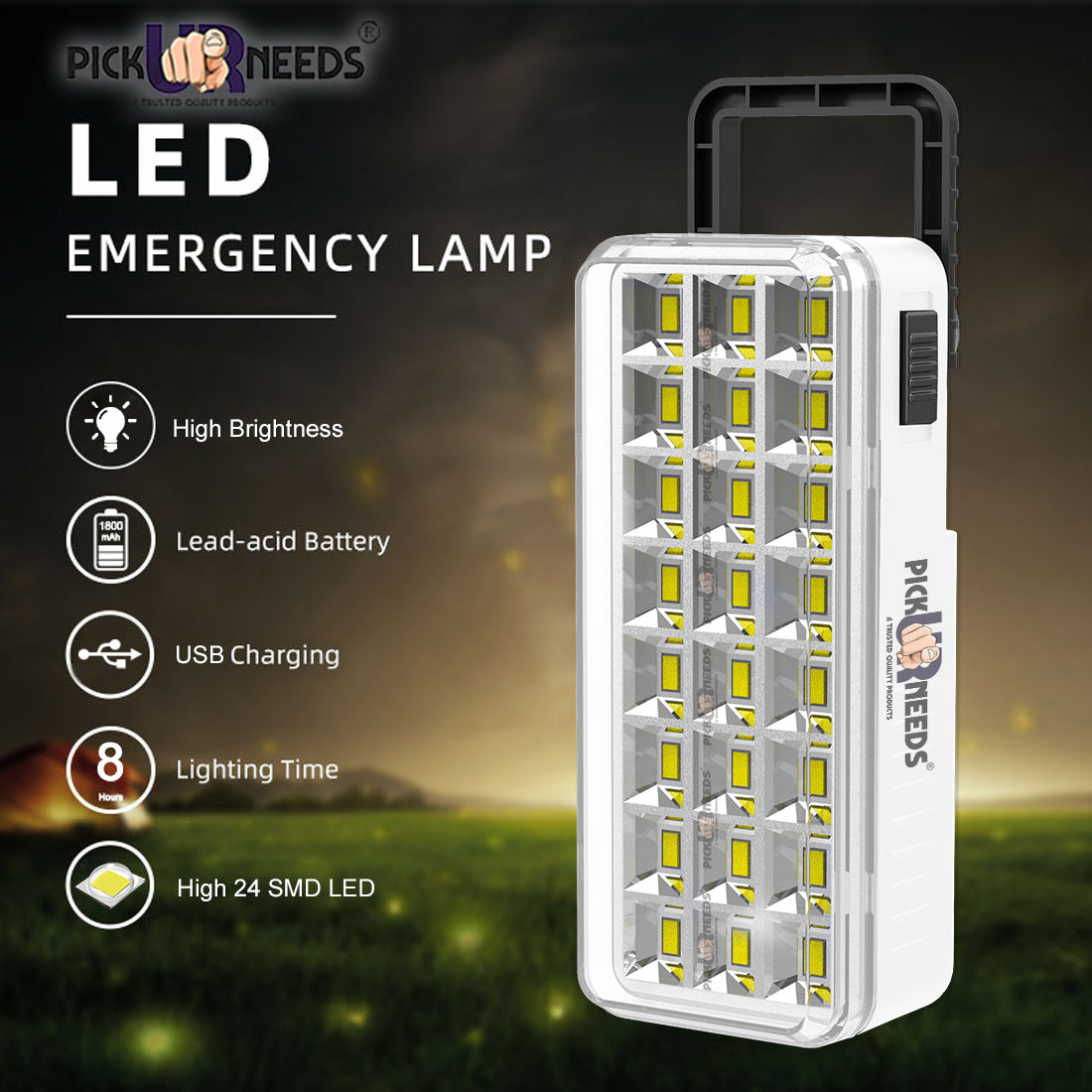 Pick Ur Needs High-Bright 24 LED with Rechargeable Emergency Floor Lantern Lamp Light