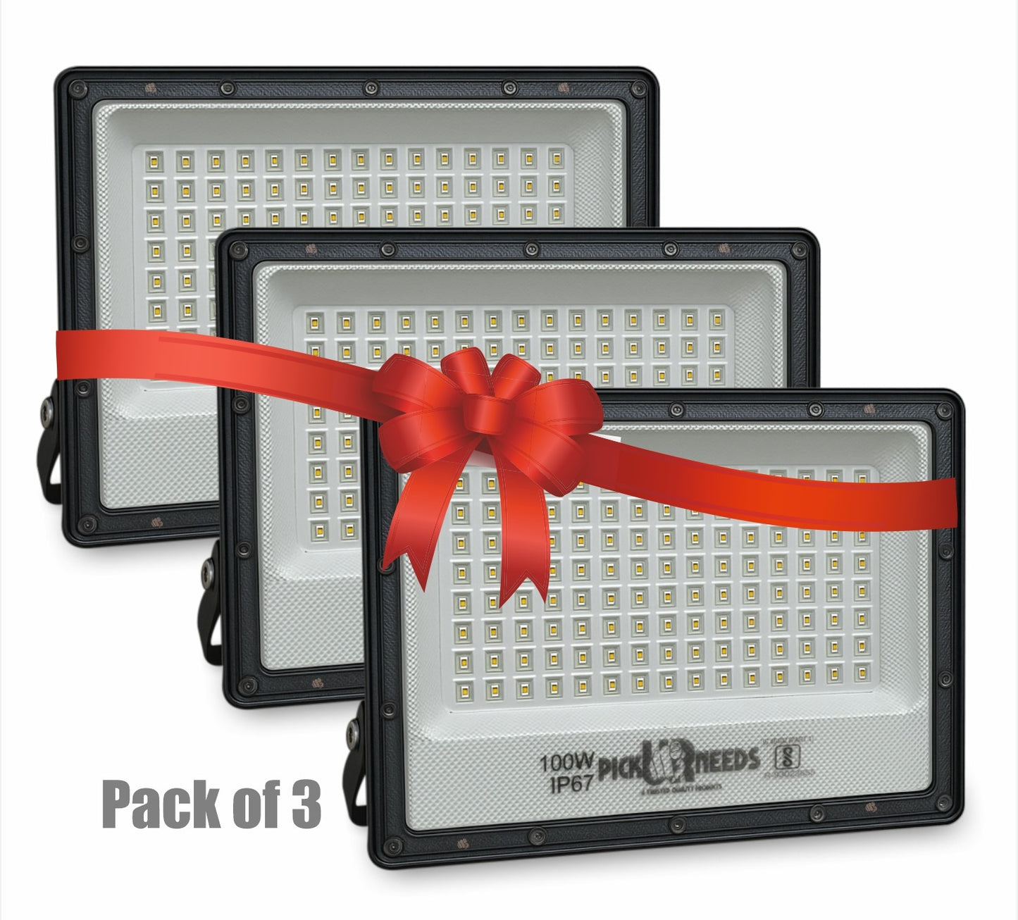 Pick Ur Needs 100W Lens Flood Light With Extension Bracket 120 Bright SMD LED IP67 Waterproof 0 hrs Flood Lamp Emergency Light (White) pack of 3