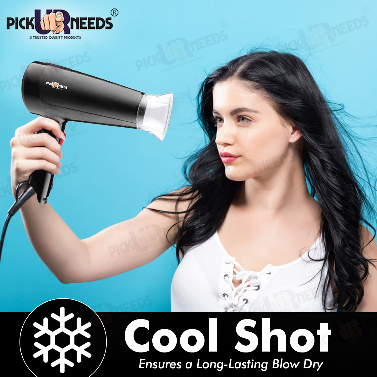 Pick Ur Needs Professional Silky Shine Hot And Cold Air Salon Style Hair Dryer for Men and Women Hair Dryer (1800 W, Black)