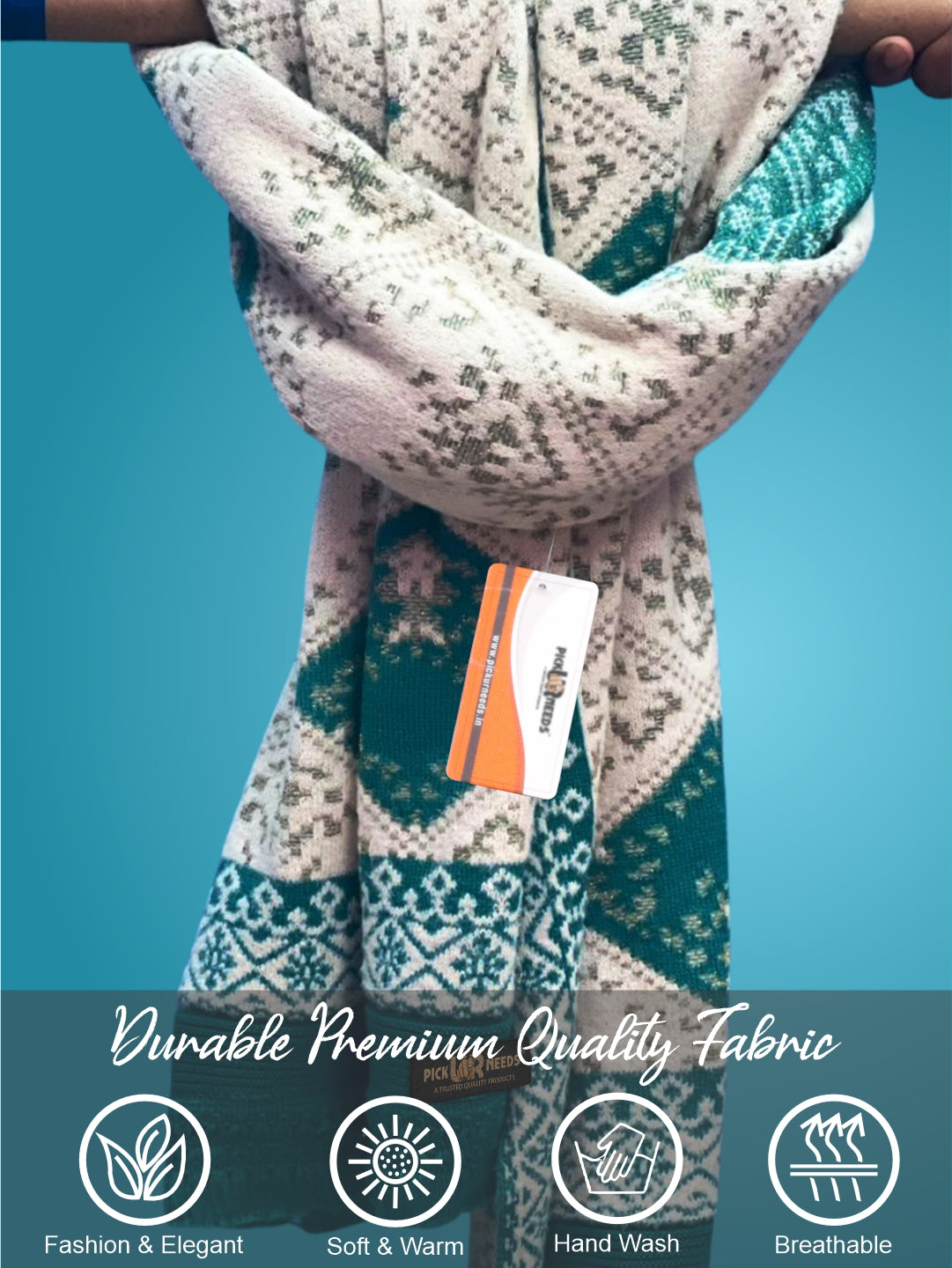 Pick Ur Needs Woolen Shawl for Women | Warm Winter Wool Fabric Shawls with Traditional Prints | Soft & Elegant Ethnic Stole