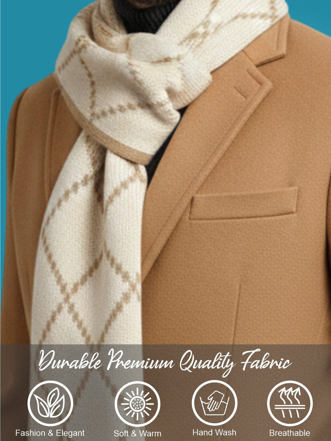 Pick Ur Needs Premium Winter Woolen Scarf for Women Designer Checkered Warm Muffler Soft, Stylish & Cozy Cold Weather Wrap