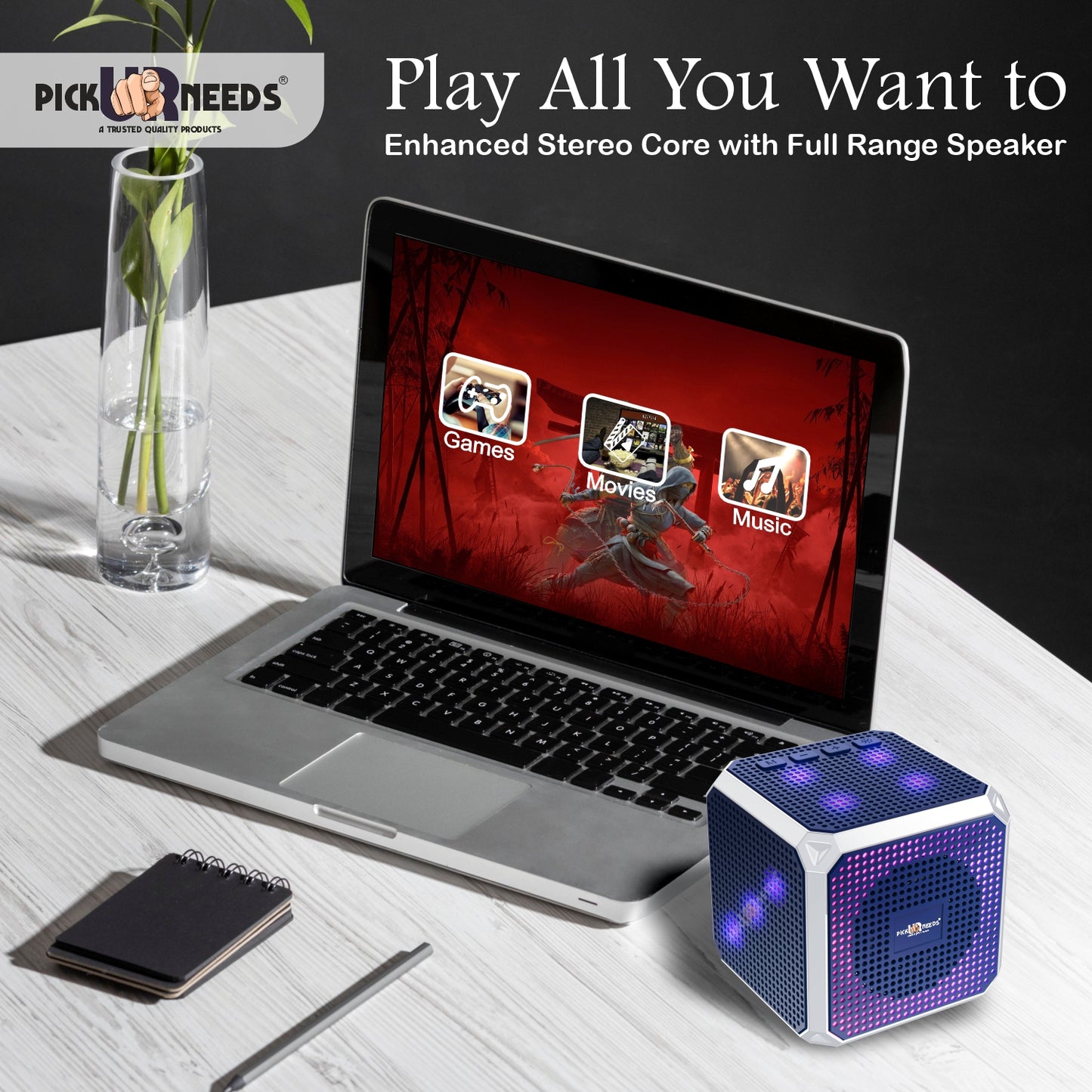 Pick Ur Needs Wireless Speaker Dice Desgin With RGB Party Light USB / TF Card / FM Support TWS 10 W Bluetooth Speaker (Black, 5.0 Channel)