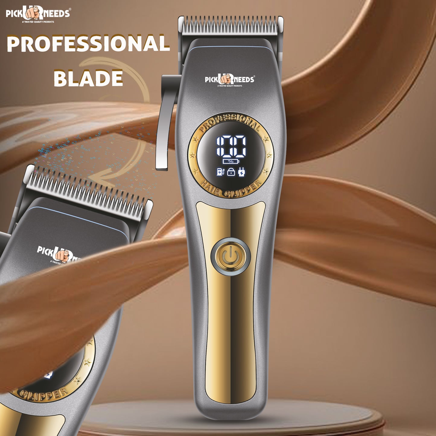 Pick Ur Needs Professional Hair Trimmer / Clipper / Shaver With 4 Adjustment Blades Child Lock Trimmer 180 min Runtime 4 Length Settings (Grey)