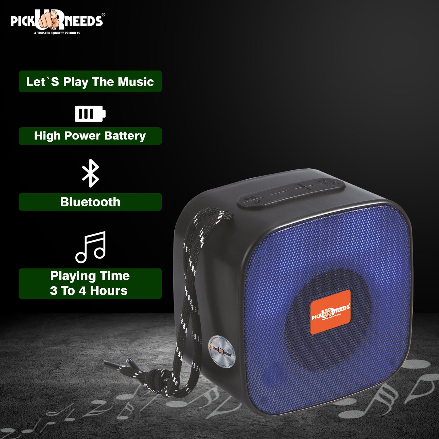 Pick Ur Needs Portable Wireless Speaker With RGB Light TF Card / USB Device / FM Radio Support 5 W Bluetooth Speaker (Black, 5.0 Channel)