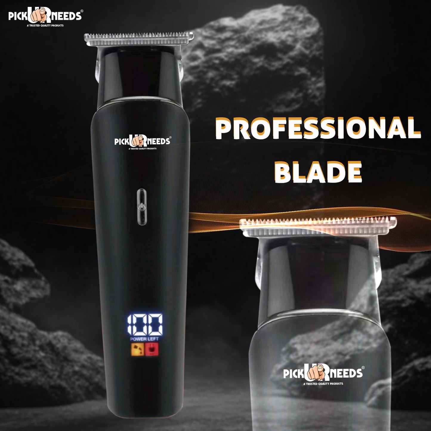 Pick Ur Needs Rechargeable Beard Trimmer / Hair Clipper 3 In 1 Adjustment Blade Type C Charge Trimmer 120 min Runtime 3 Length Settings (Black)