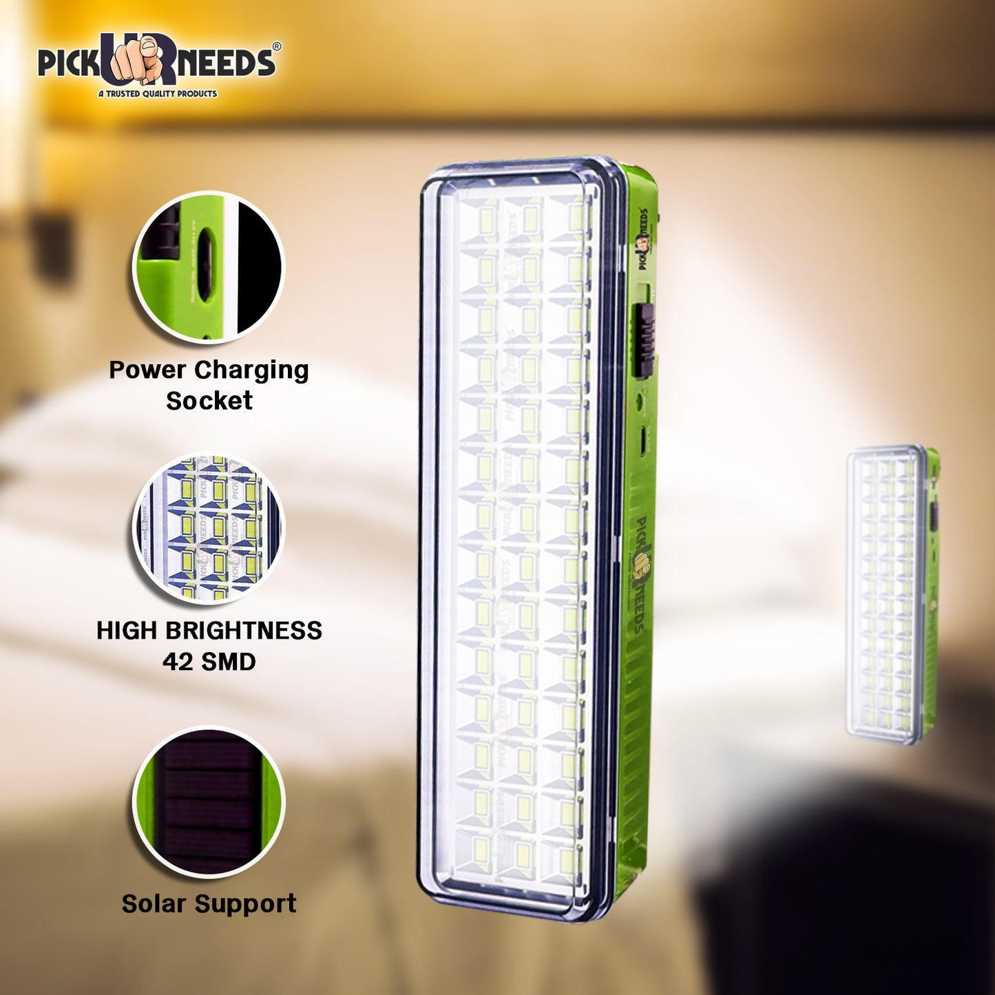 Pick Ur Needs Rechargeable 42 LED Mini Light With InBuilt Solar Panel Emergency Lantern Light