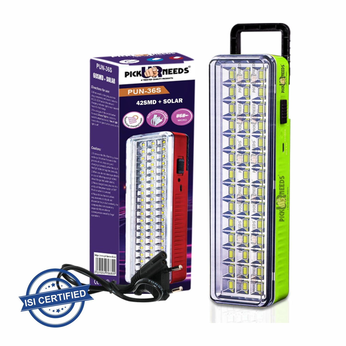 Pick Ur Needs Rechargeable 42 LED Mini Light With InBuilt Solar Panel Emergency Lantern Light