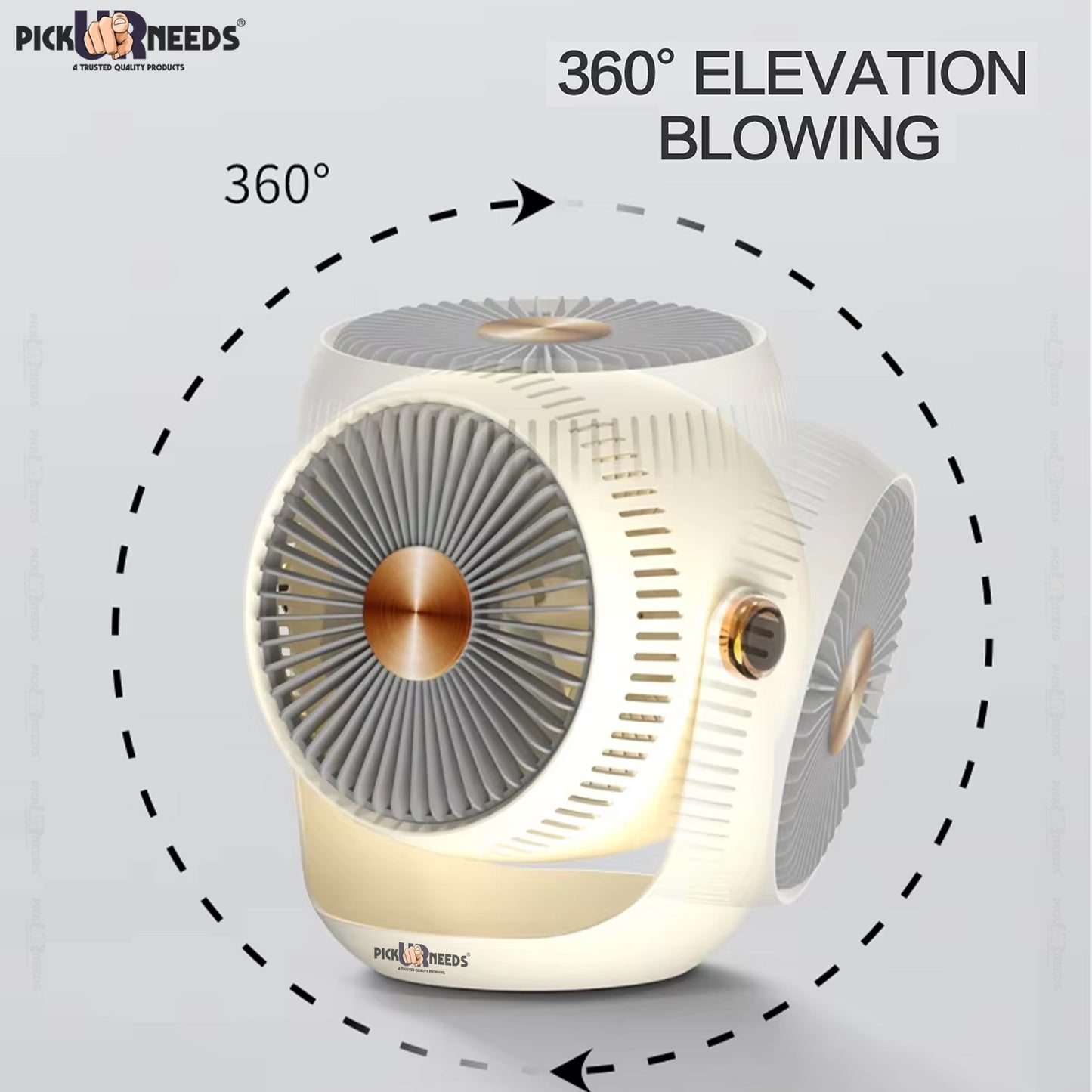 Pick Ur Needs Rechargeable Portable Foldable Small Standing Electric Mini Fan 3 Speed Mode For Home, Bedroom, Office 2400mAh Battery