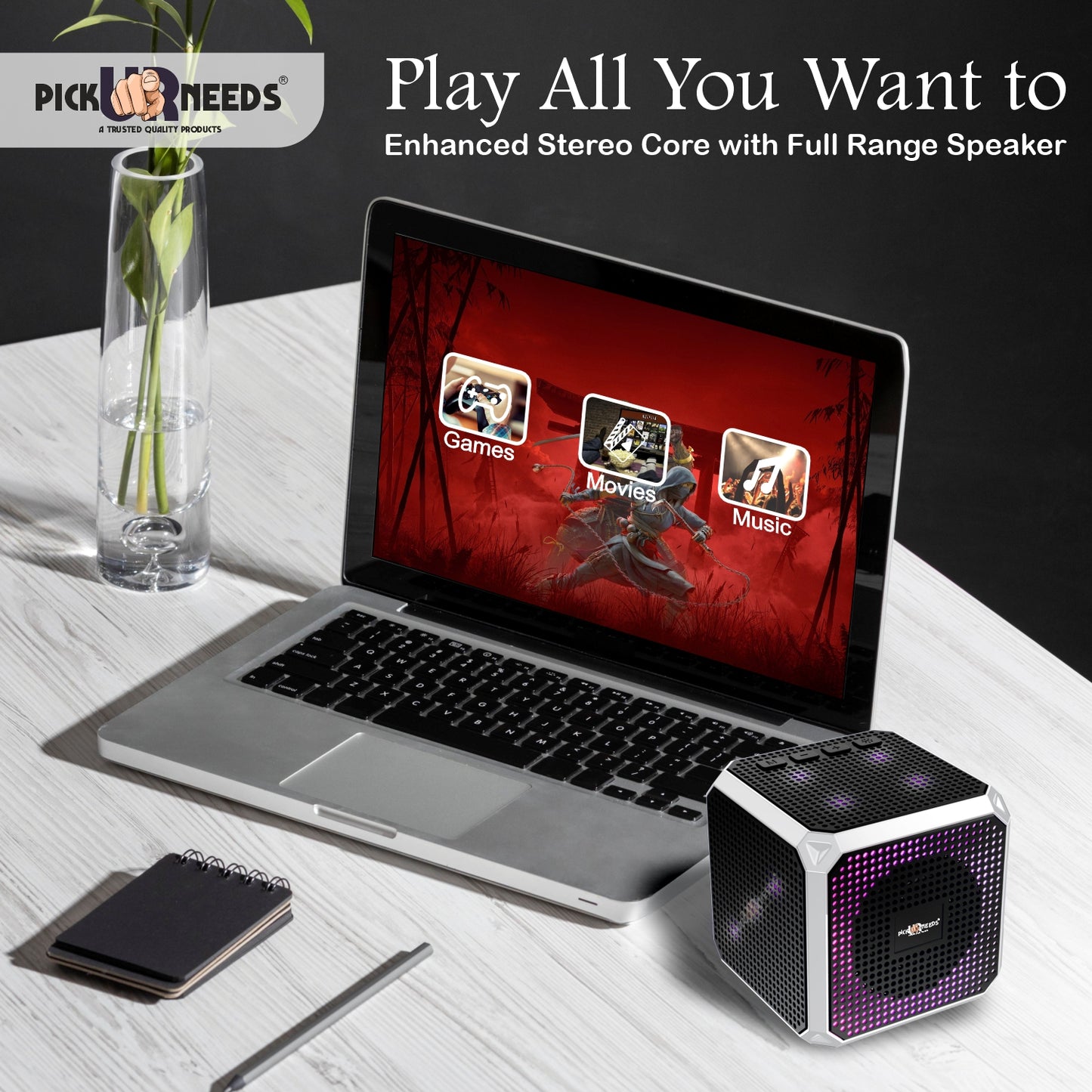 Pick Ur Needs Wireless Speaker Dice Desgin With RGB Party Light USB / TF Card / FM Support TWS 10 W Bluetooth Speaker (Black, 5.0 Channel)