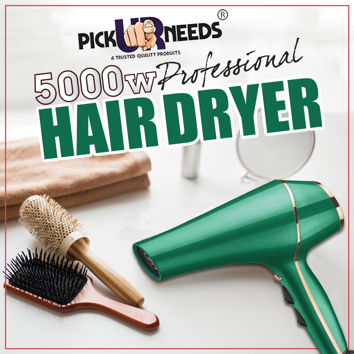 Pick Ur Needs Professional Stylish Hair Dryer With Over Heat Protection Hot And Cold Dryer Hair Dryer (5000 W, Green)