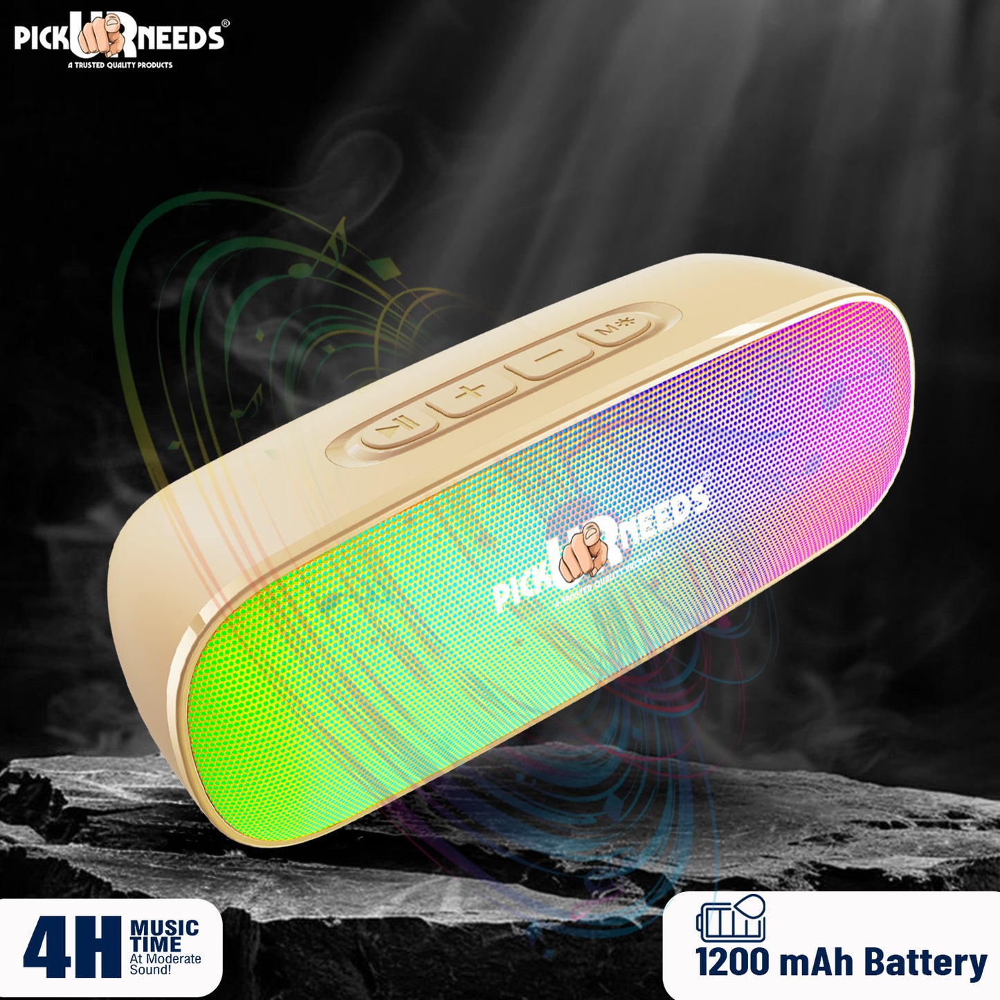 Pick Ur Needs High Quality Sound Wireless Speaker With RGB Light AUX / TF Card / USB Supported 12 W Bluetooth Speaker (Black, 5.0 Channel)