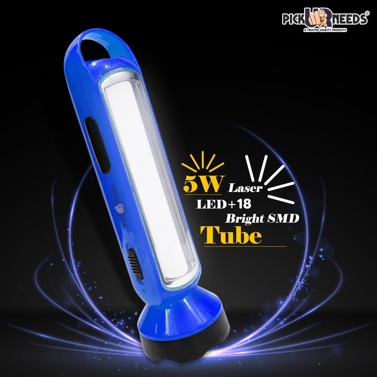 Pick Ur Needs Long Range LED Rechargeable Torch Lantern 5W +18 Bright SMD Tube 1600mAH Perfect Flashlight 20 hrs Torch Emergency Light (Orange)