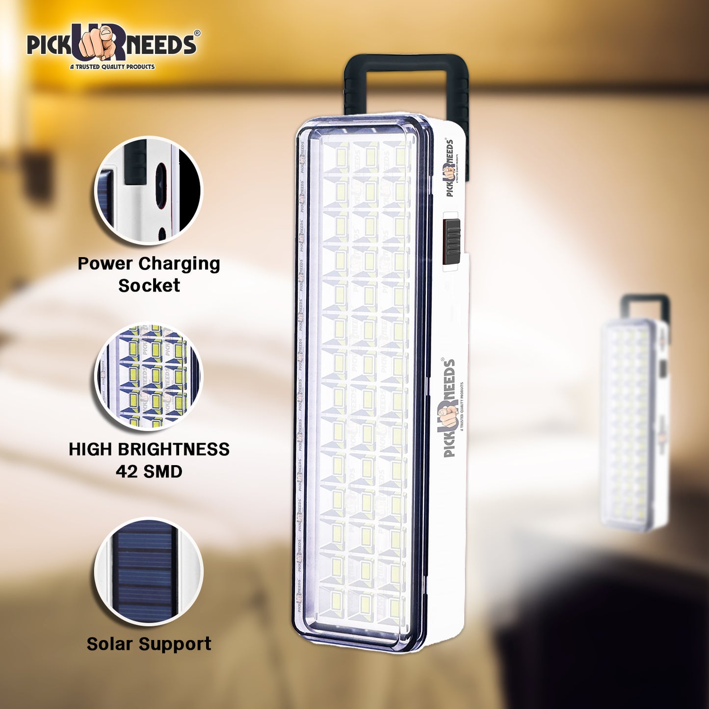 Pick Ur Needs Rechargeable 42 LED Mini Light With InBuilt Solar Panel Emergency Lantern Light