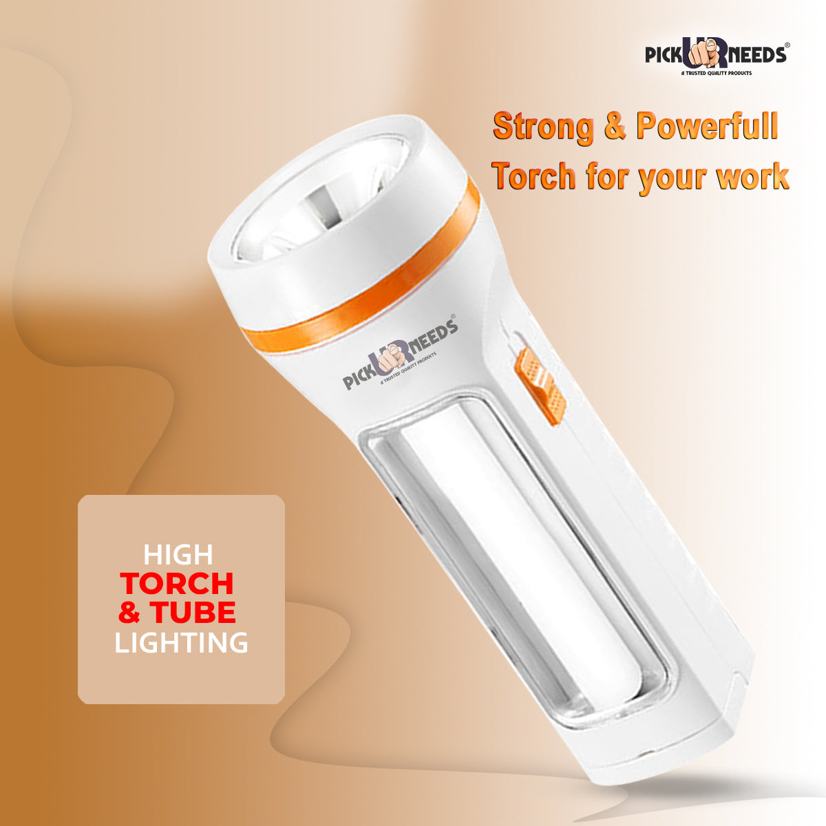 Pick Ur Needs Emergency LED Rechargeable 25W Search Torch Light With Slide Charging Plug (Pack of 2)