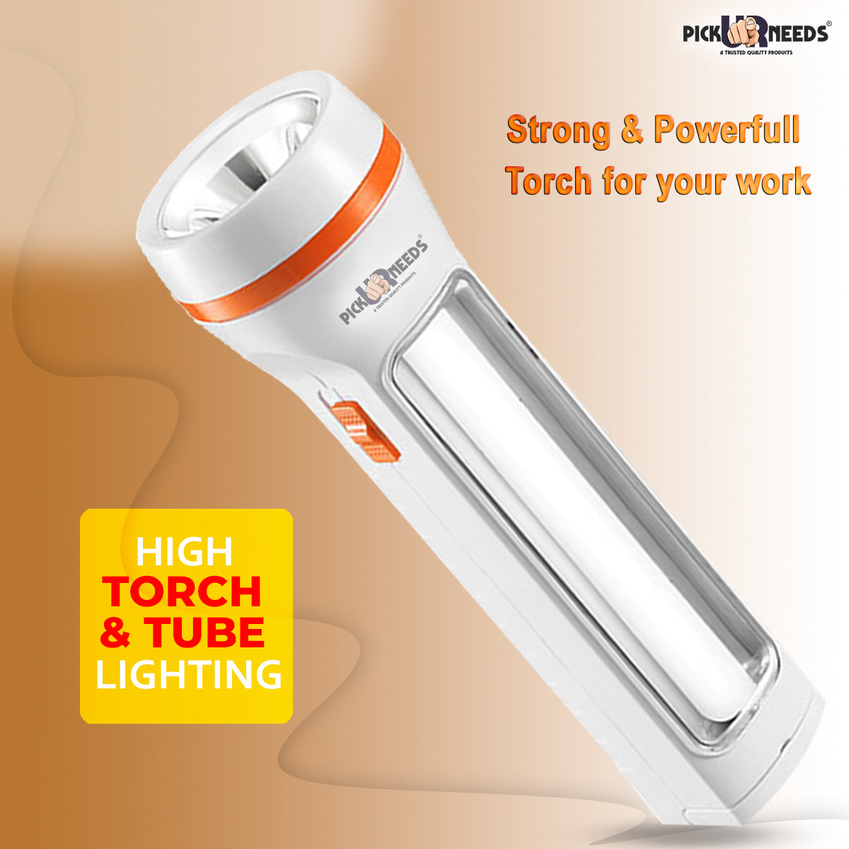 Pick Ur Needs Emergency Rechargeable LED 50W Search Torch Light With Slide Charging Plug (Pack of 2)