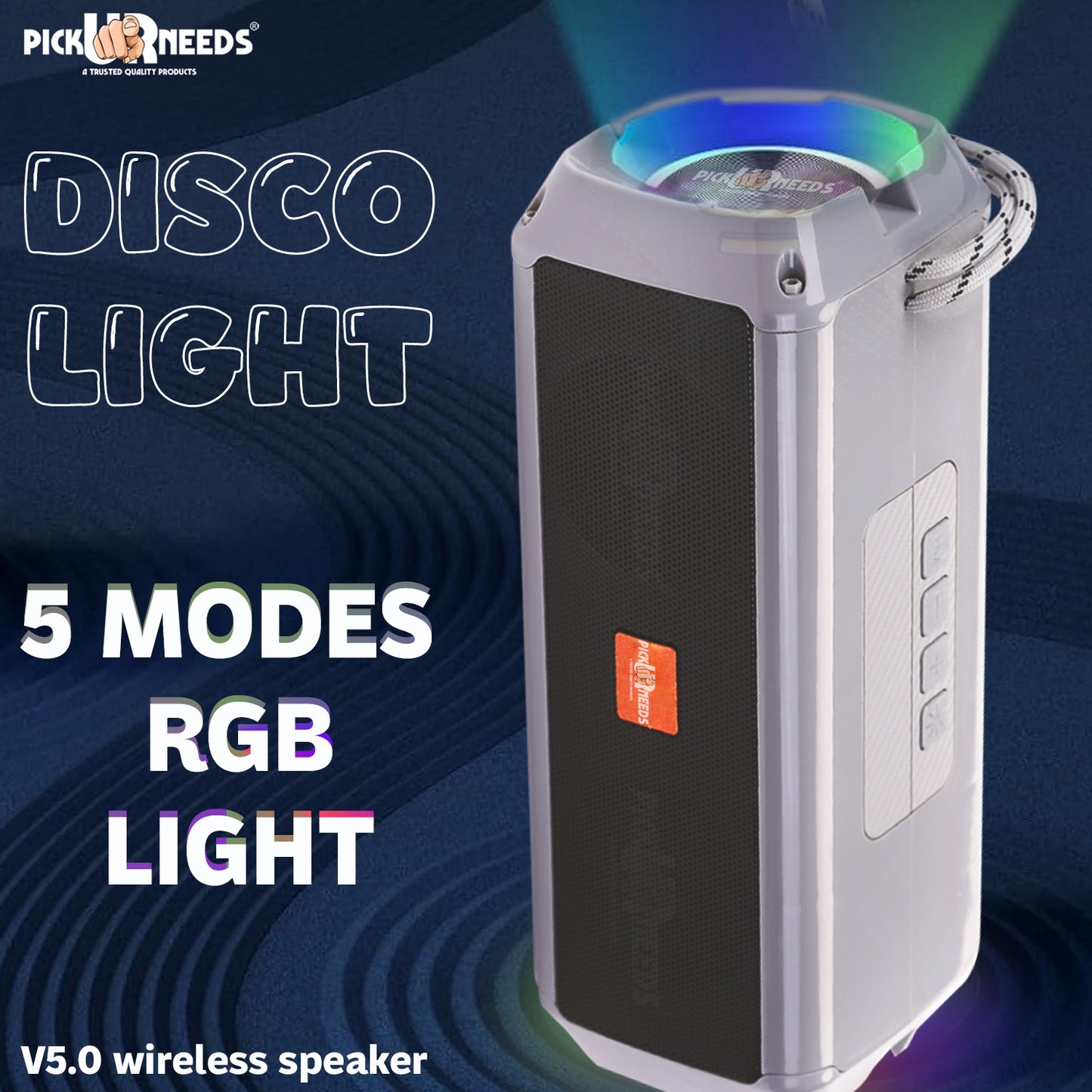 Pick Ur Needs Mini Wireless Soundbar System With RGB Disco Light TF Card / USB / Radio Support 10 W Bluetooth Speaker (White, 5.0 Channel)