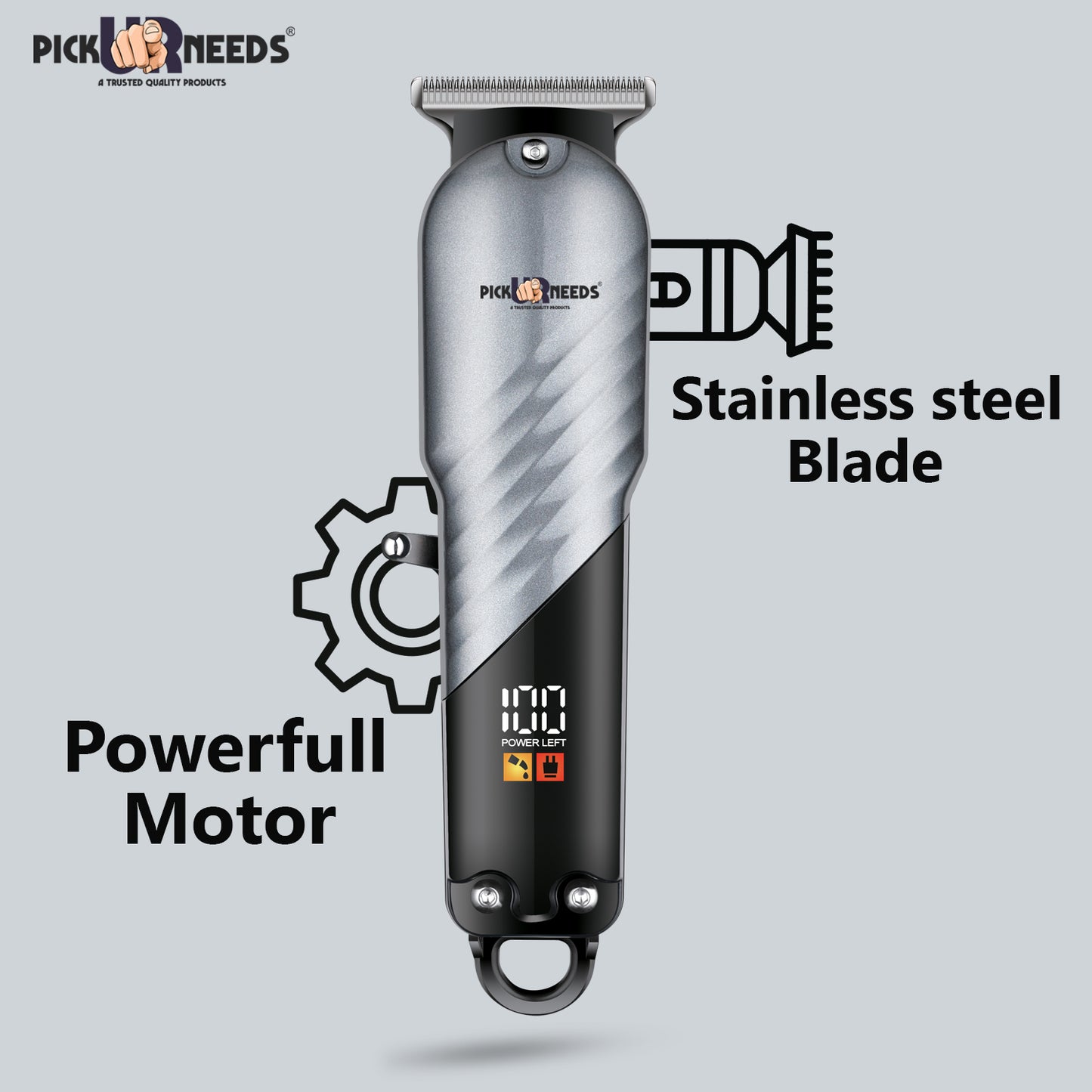 Pick Ur Needs High Performence Professional Hair Clipper / Shaver 4 In 1 Blades LED Display Trimmer 60 min Runtime 4 Length Settings (Green)