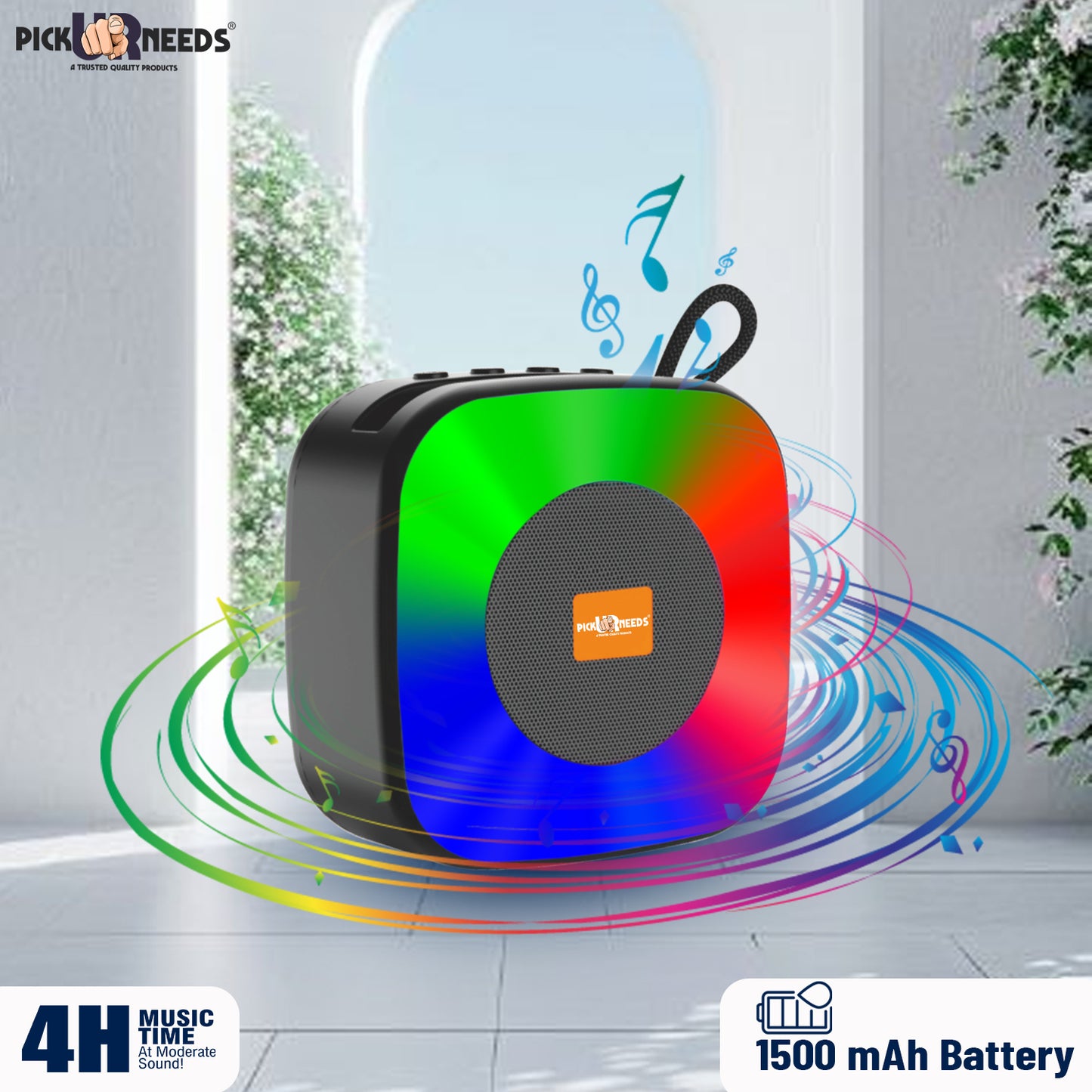 Pick Ur Needs Rechargable Portable Wireless 6.5W Bluetooth Speaker USB&TF Support , 4Hoursplay with Google Assistant Smart Speaker (Black)