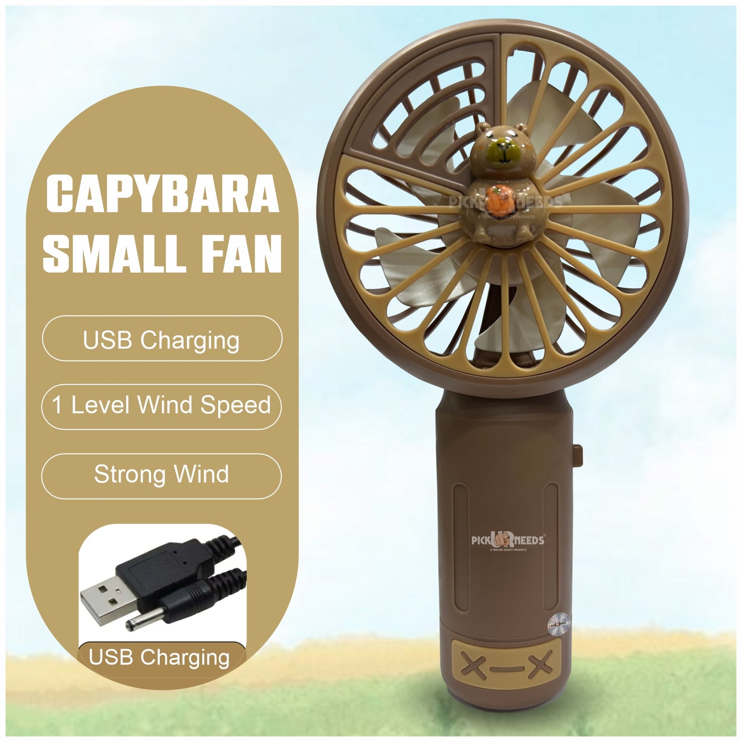 Pick Ur Needs Mini Fan For Home/Travel/Office/Hand Fan Rechargeable Battery Teddy Design Mini Portable Fan