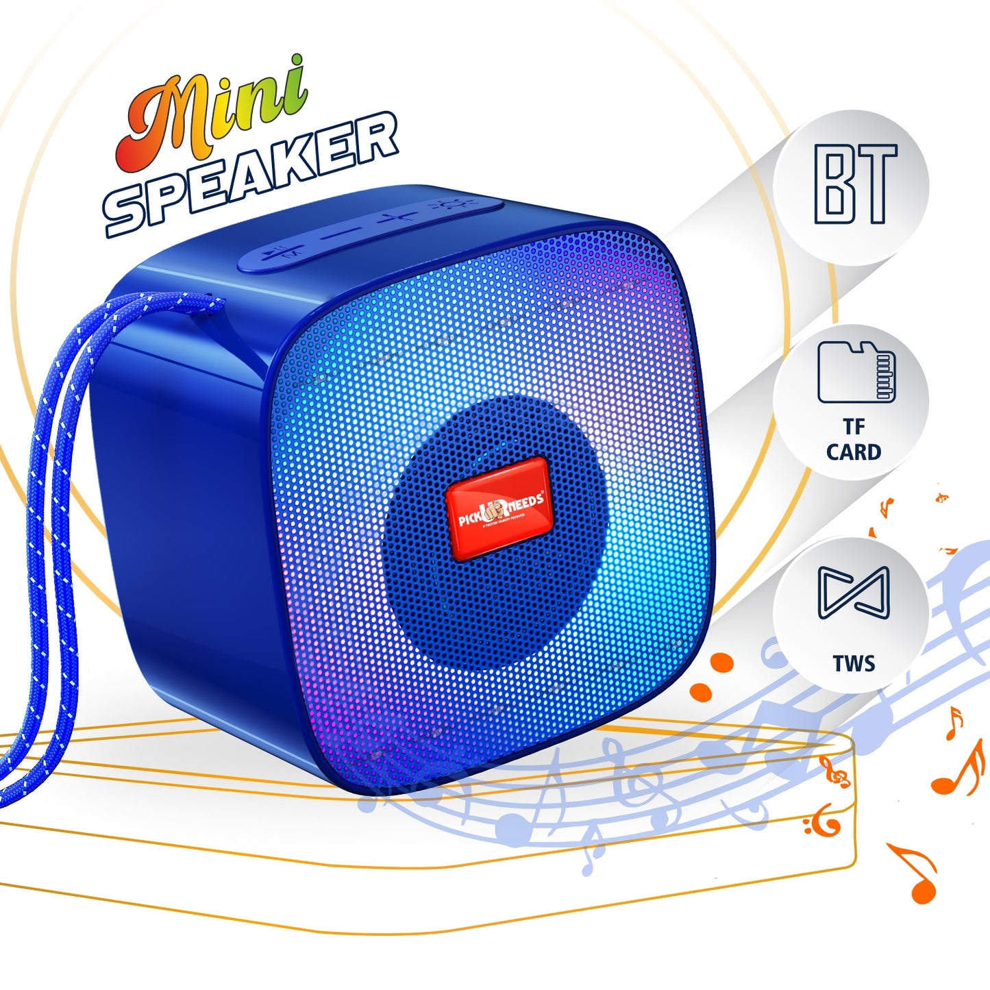Pick Ur Needs Portable Wireless Speaker With RGB Light TF Card / USB Device / FM Radio Support 5 W Bluetooth Speaker (Black, 5.0 Channel)