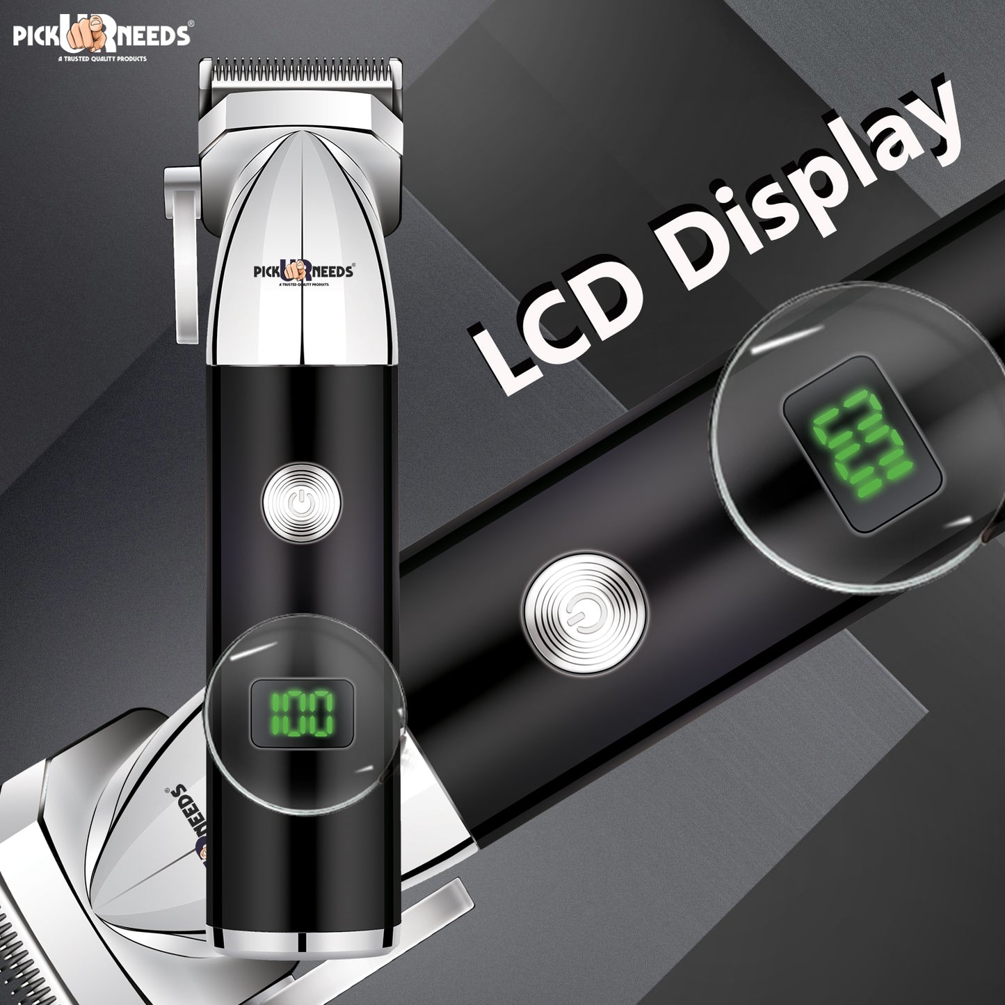 Pick Ur Needs Type C Rechargeable Hair Clipper / Beard Trimmer For Men With 4 Multiple Blades Trimmer 150 min Runtime 4 Length Settings (Grey)
