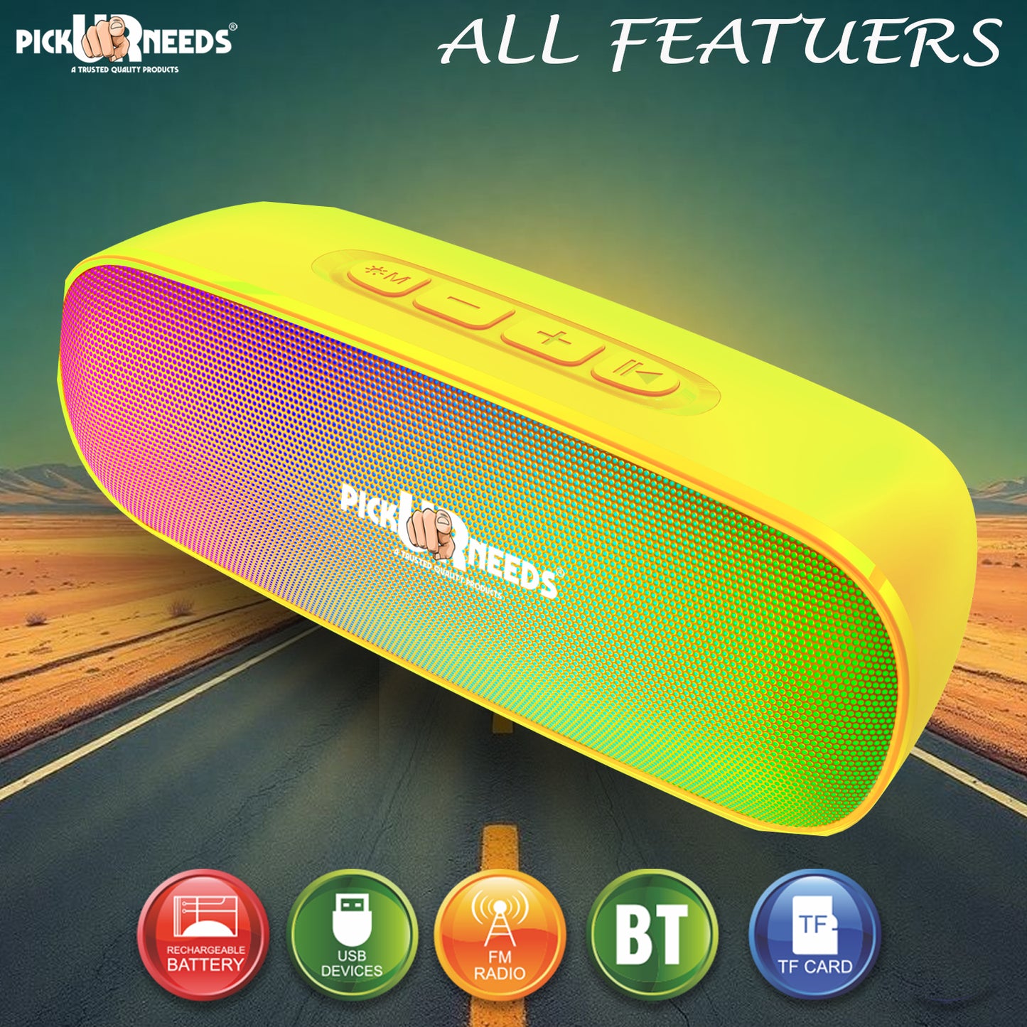 Pick Ur Needs High Quality Sound Wireless Speaker With RGB Light AUX / TF Card / USB Supported 12 W Bluetooth Speaker (Black, 5.0 Channel)