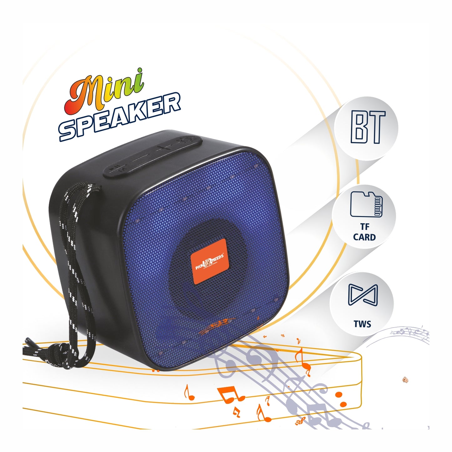 Pick Ur Needs Portable Wireless Speaker With RGB Light TF Card / USB Device / FM Radio Support 5 W Bluetooth Speaker (Black, 5.0 Channel)