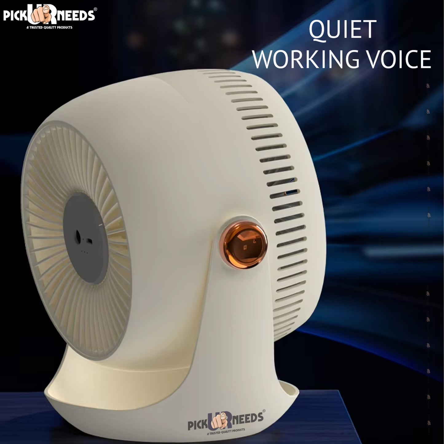 Pick Ur Needs Rechargeable Portable Foldable Small Standing Electric Mini Fan 3 Speed Mode For Home, Bedroom, Office 2400mAh Battery