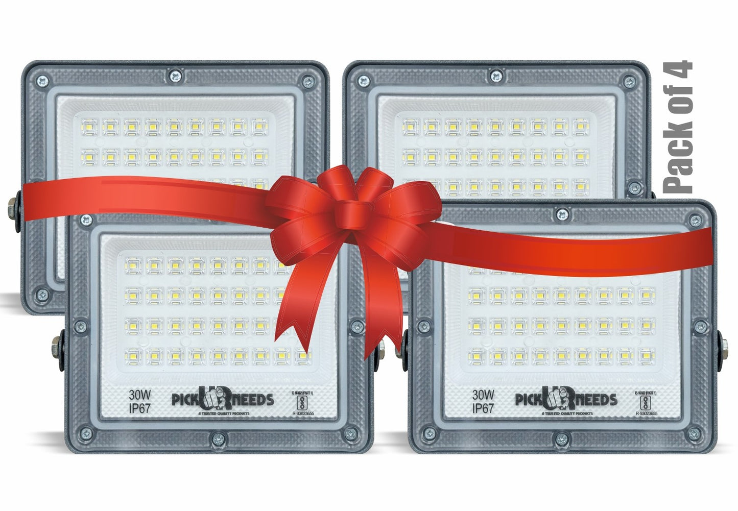 Pick Ur Needs 30W Lens Flood Lamp Outdoor Light With Extension Bracket IP67 Waterproof Light 0 hrs Flood Lamp Emergency Light (White) pack of 3