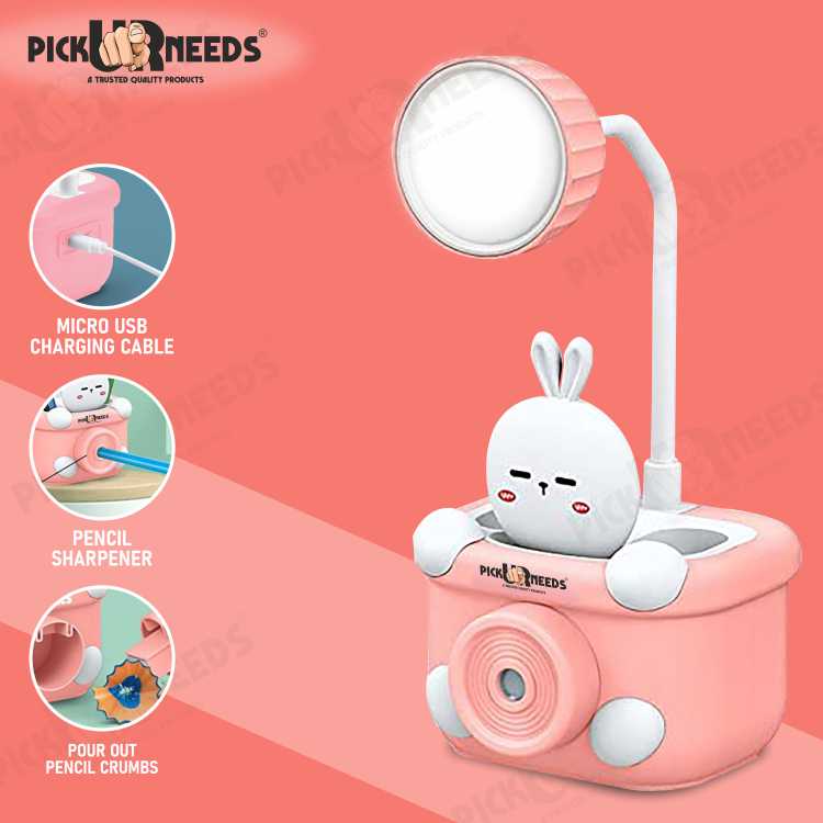 Pick Ur Needs Multi-Functional Study Lamp Desk Lamp with Sharpener and Pen Holder Study Lamp (20 cm, Brown)