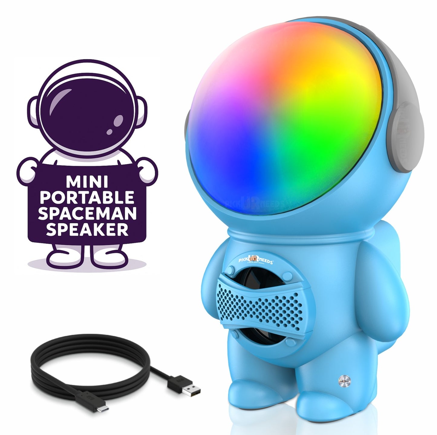 Pick Ur Needs Astronaut Portable Wireless Mini DJ Bluetooth Speaker with Dynamic Thunder Sound, 6.8W HiFi Bass, LED Lights, 1200mAh Battery, USB/TF Card Playback
