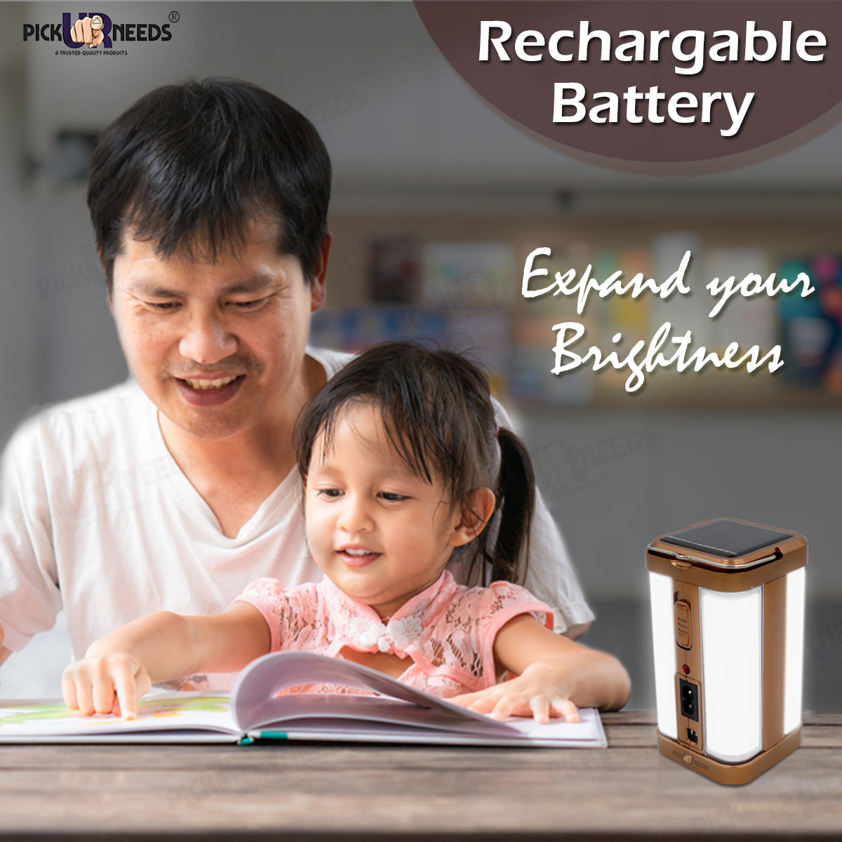 Pick Ur Needs Solar Rechargeable Home Emergency Floor Lantern Lamp Light 4 Side Tube