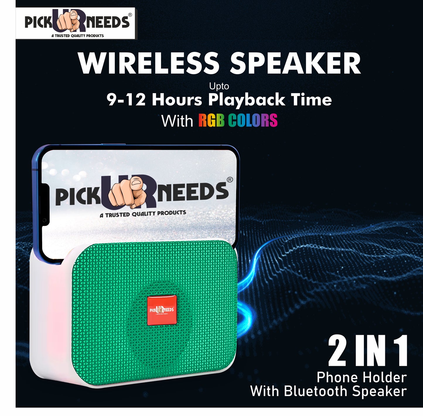 Pick Ur Needs Portable Wireless Speakers With Disco RGB Light TF Card / USB Device Supported 5 W Bluetooth Speaker (Black, 5.0 Channel)