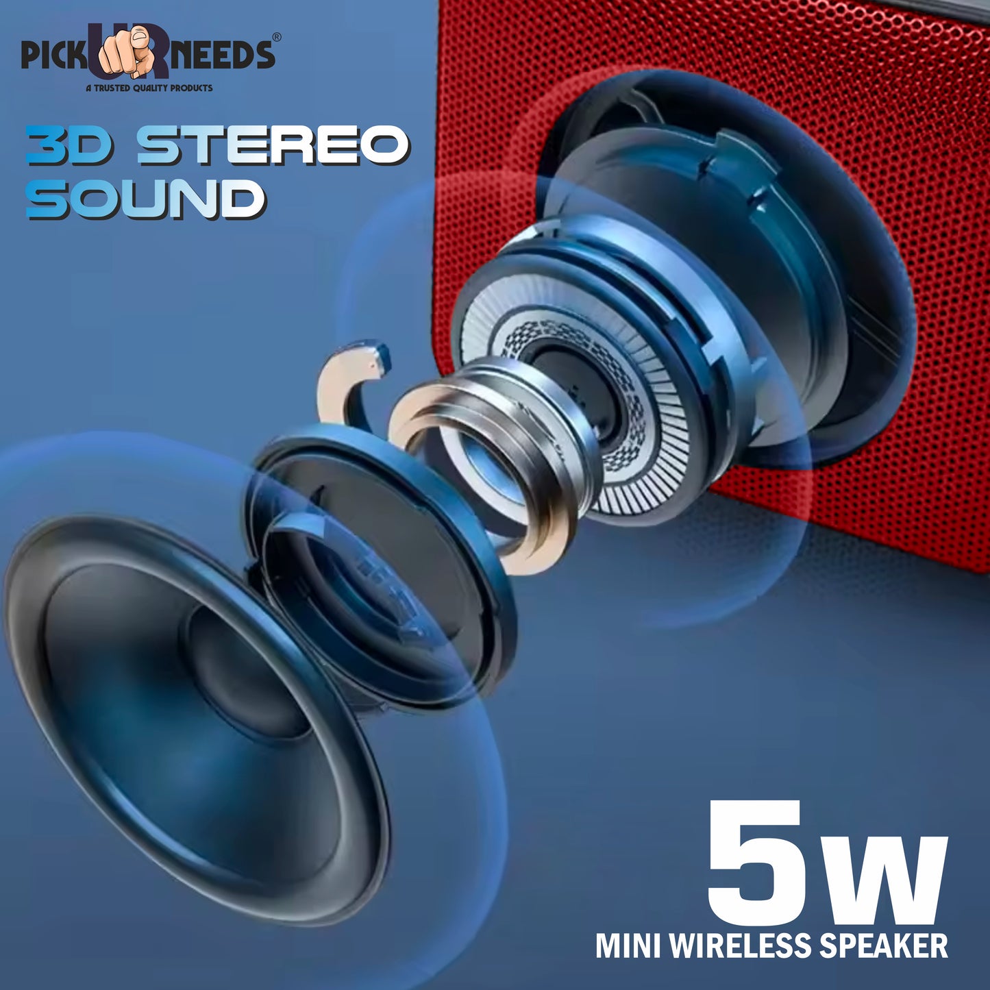 Pick Ur Needs Portable Wireless Speakers With Disco RGB Light TF Card / USB Device Supported 5 W Bluetooth Speaker (Black, 5.0 Channel)
