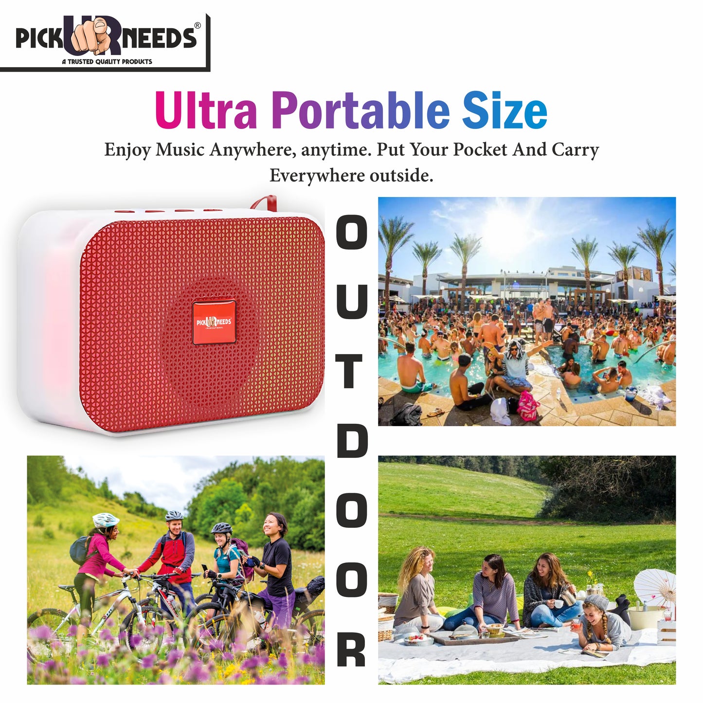 Pick Ur Needs Portable Wireless Speakers With Disco RGB Light TF Card / USB Device Supported 5 W Bluetooth Speaker (Black, 5.0 Channel)
