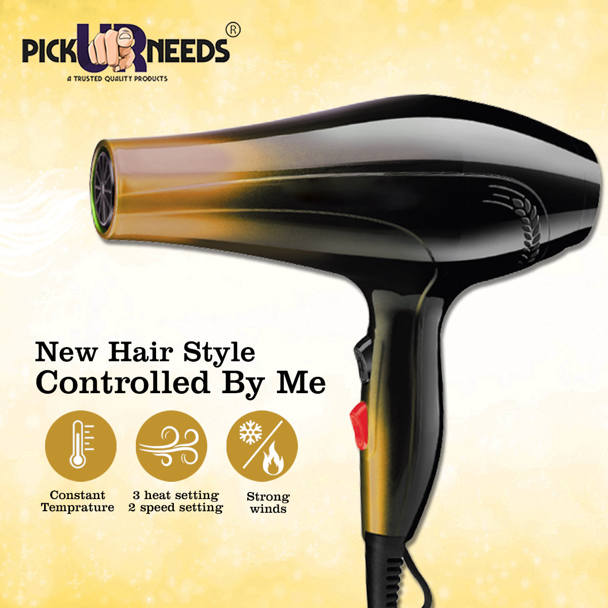 Pick Ur Needs Rocklight 3500watt Powerful Professional Hair Dryer Styling Tools Hot/Cold Wind With Air Collecting Nozzle(Mix Color) Hair Dryer (3500 W, Multicolor)