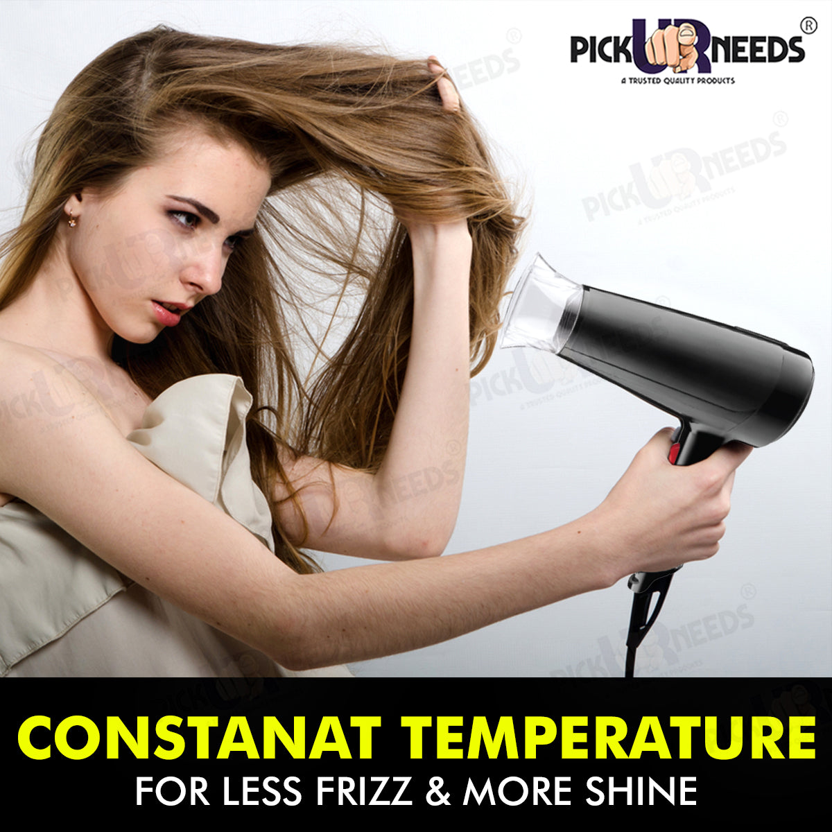 Pick Ur Needs Professional Silky Shine Hot And Cold Air Salon Style Hair Dryer for Men and Women Hair Dryer (1800 W, Black)