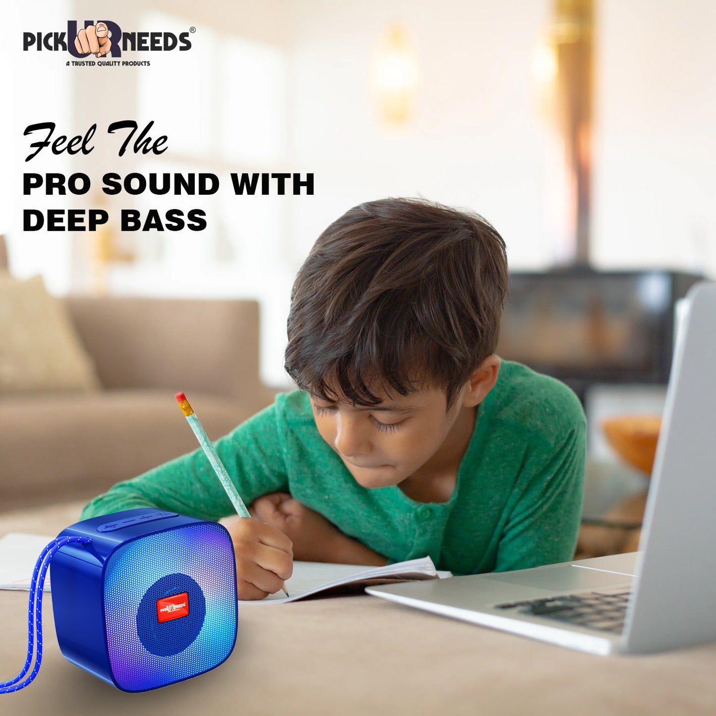 Pick Ur Needs Portable Wireless Speaker With RGB Light TF Card / USB Device / FM Radio Support 5 W Bluetooth Speaker (Black, 5.0 Channel)