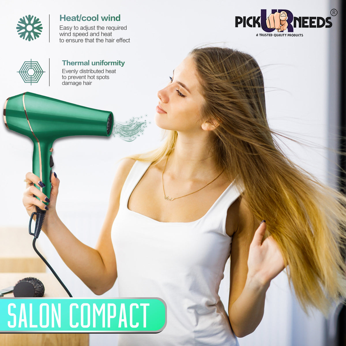 Pick Ur Needs Professional Stylish Hair Dryer With Over Heat Protection Hot And Cold Dryer Hair Dryer (5000 W, Green)