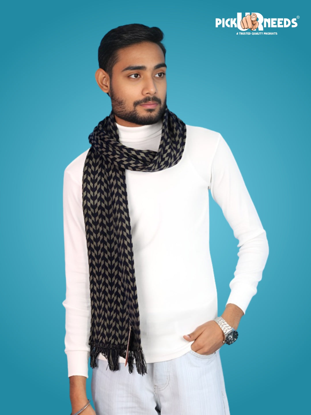 Pick Ur Needs Men’s Knit Winter Muffler Wool-Blend Scarf for Men Stylish Warm Muffler for Office, Casual & Travel Wear