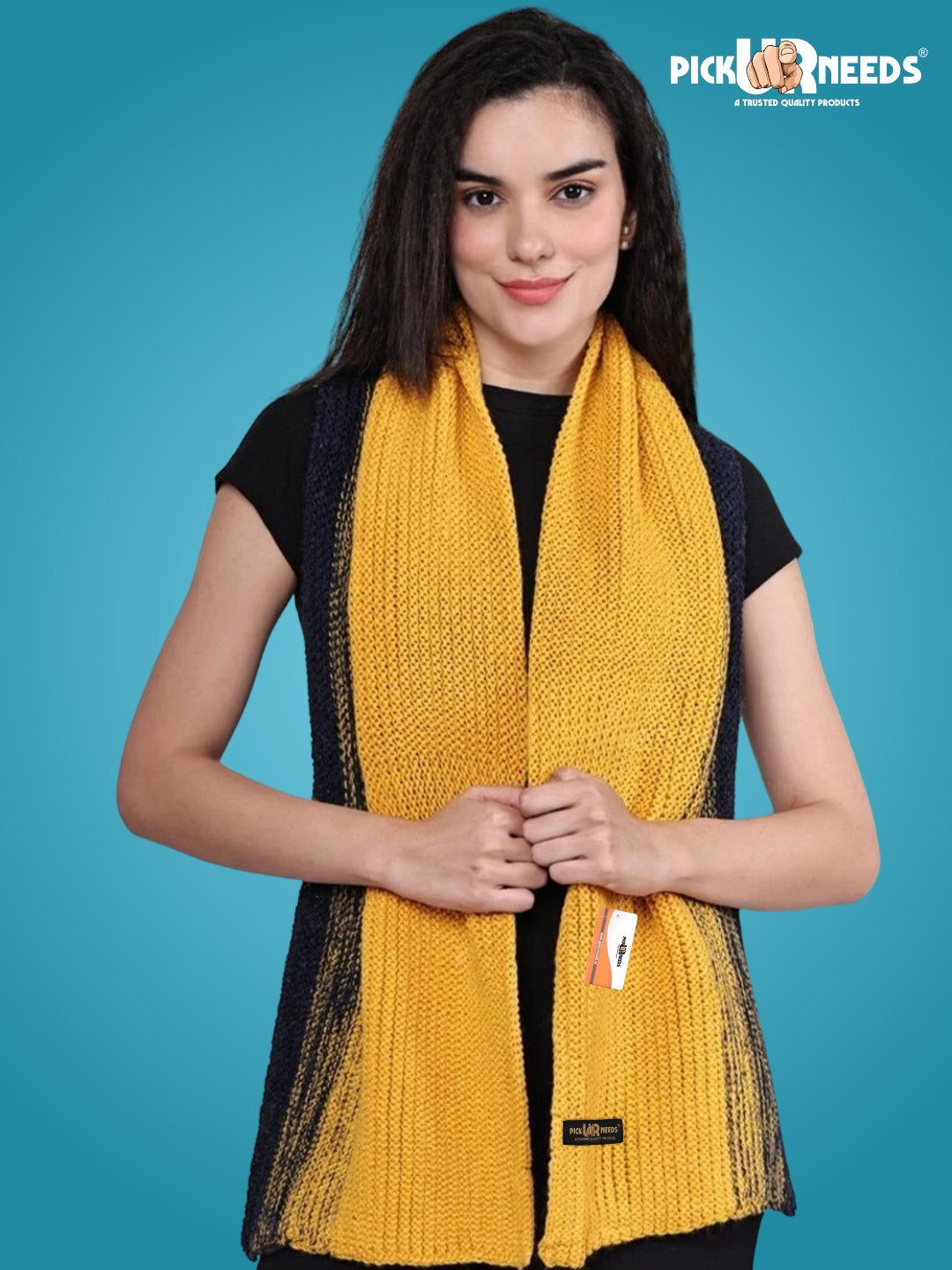 Pick Ur Needs Premium Knitted Winter Scarf for Women β Soft, Warm & Stylish Dual-Tone Muffler Stole