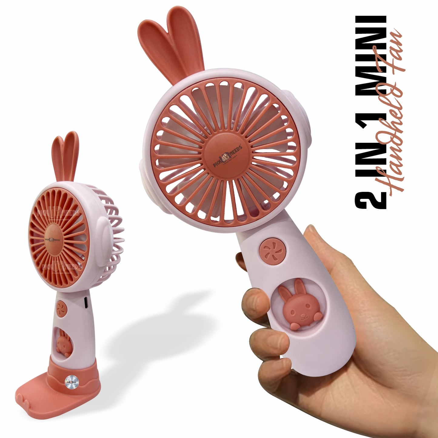 Pick Ur Needs Camping Adventure Mini Hand Fan USB Charging Support Mini Toy Fan /Mini Hand Fan Mini Fan Portable Design Rechargeable Battery Fan For Outdoor Rechargeable Fan (Brown)